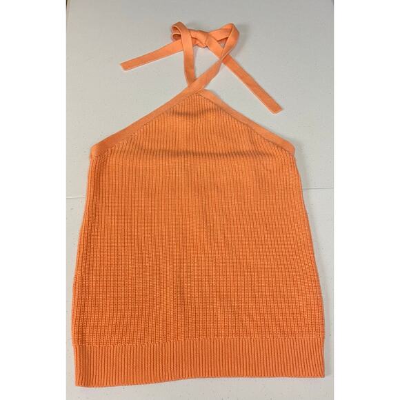 J. Crew Women's Cashmere Blend Melon Orange Halter Sweater Tank Size M - Picture 2 of 9
